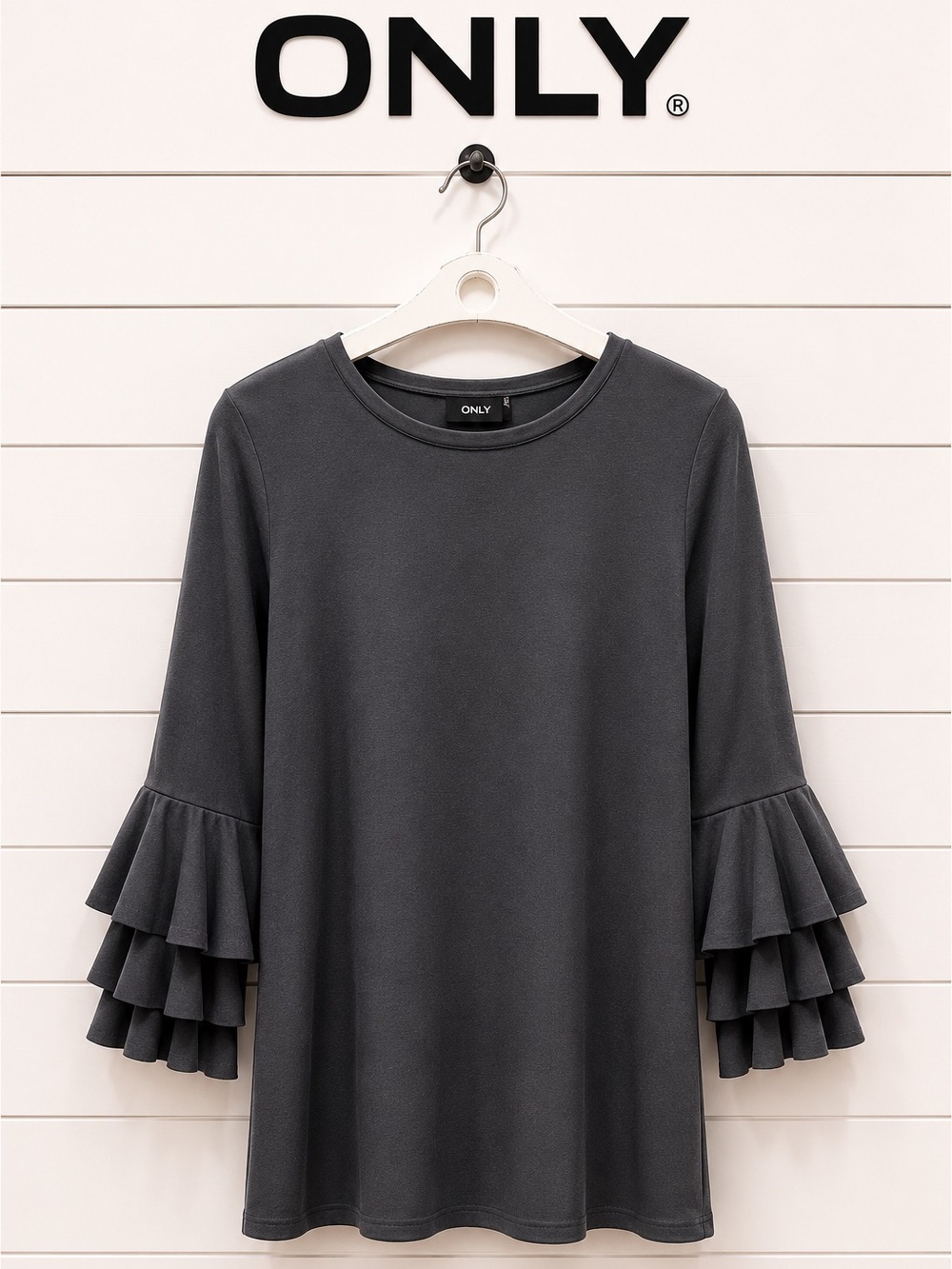 Black Jersey Ruffle Sleeve Dress - ONLY size S